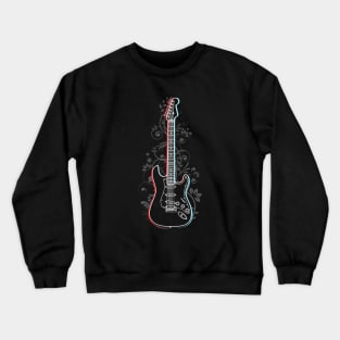 S-Style Electric Guitar 3D Outline Flowering Vines Crewneck Sweatshirt